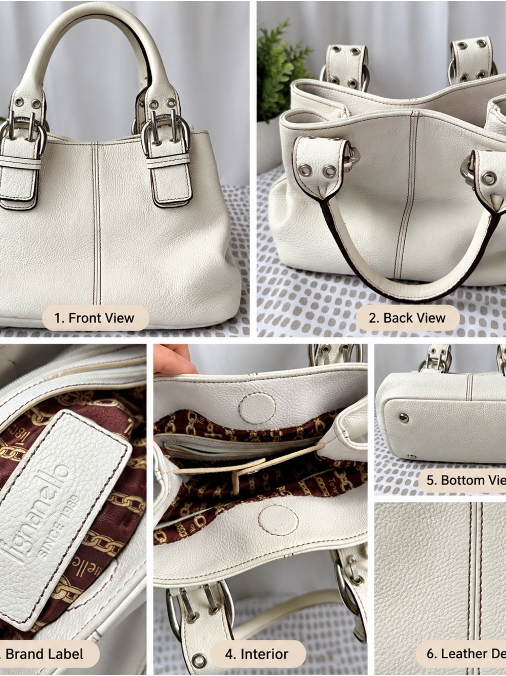 Tignanello white pebbled leather satchel